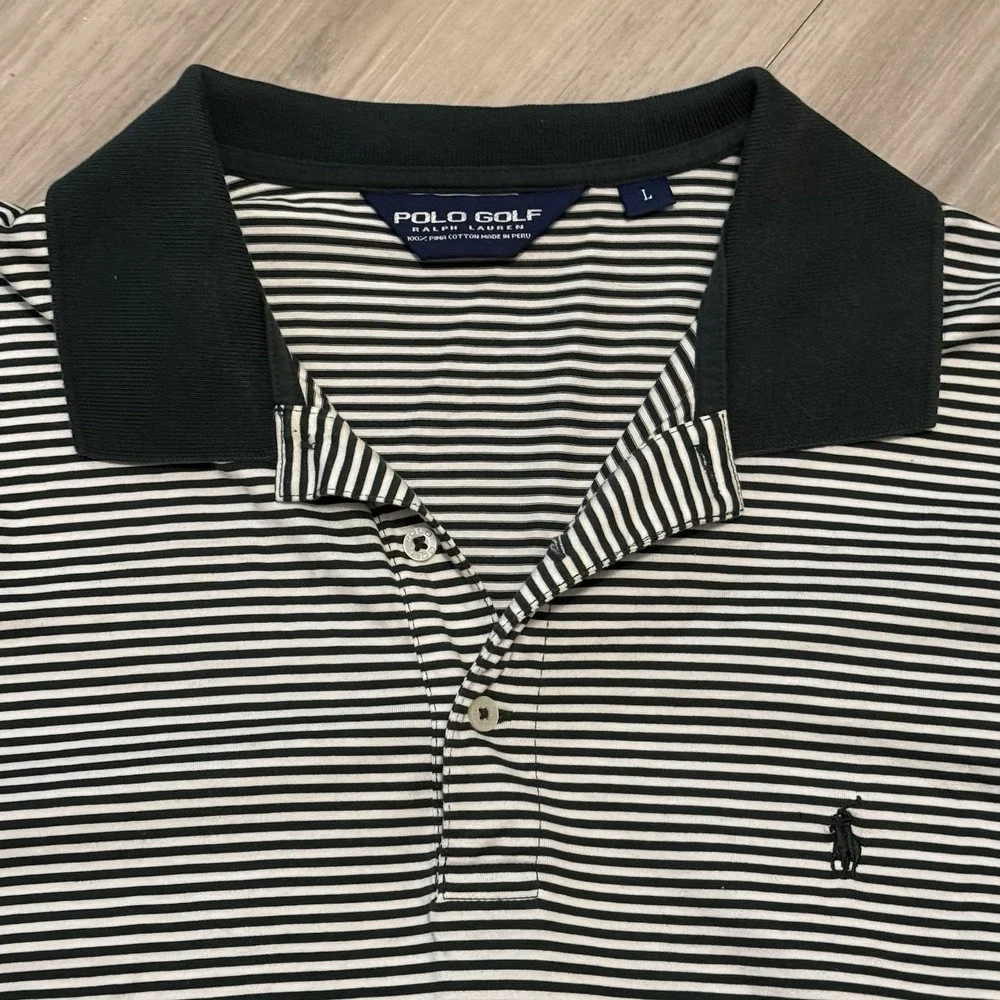 Polo Ralph Lauren Golf Polo Shirt Pro Fit Striped Mens Size L Multi‎ Pima Cotton